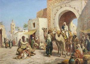 Arabs In A Busy Street by Arthur Trevor Haddon