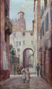 Venetian Street Scene With Figures Venetian Street Scene With Figures