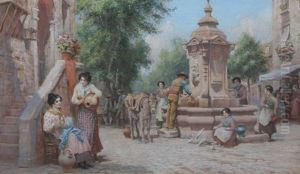 At The Fountain by Arthur Trevor Haddon