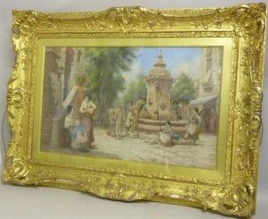 At The Fountain by Arthur Trevor Haddon