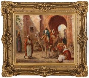 Arab Street Scene With Figures by Arthur Trevor Haddon