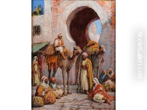 The Story Tellers (arab Traders Outside A City Wall)