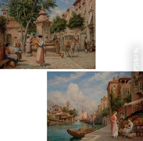 At The Well (+ The Venetian Flower Seller; Pair) - view 1