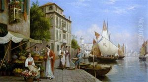 Marchandes De Legumes Sur Les Bords Du Grand Canal A Venise