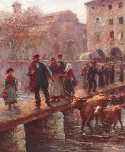 Bauern Treiben Ihr Vieh Zum Markt Von Gerona (spanien) by Arthur Trevor Haddon