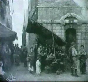 Gadescene Med En Frugtbod, Italien Gadescene Med En Frugtbod, Italien