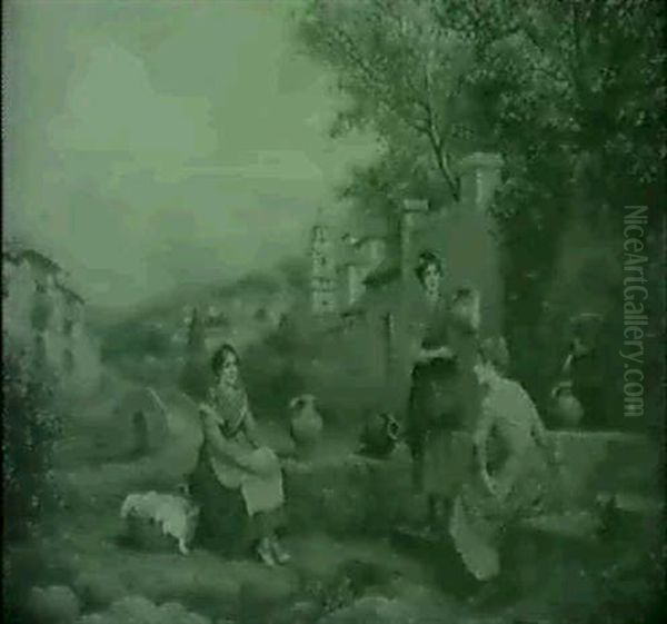 Spanish Girls At The Fountain - view 1