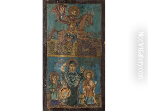 Saint Eustathios And Three Female Saints - view 1