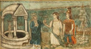 Ulysses Brings Iphigenia, The Daughter Of Agamemnon To The High Priest Kalhas For Her To Be Sacrificed To The God Apollo by Theofilos Hadjimichail