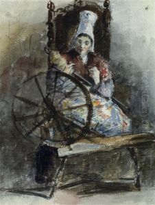 La Fileuse Normande by Eugene Balan