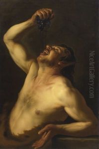 Satyr Drinking From Grapes by David De Haen
