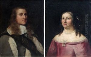 Portraits De Jeune Homme Et De Jeune Femme by Johan van Haensbergen
