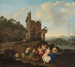Landschaft Mit Badenden Nymphen by Johan van Haensbergen