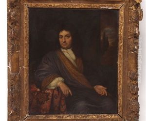 Portrait Of A Gent, Half-length, Seated In Cloak, Resting On Table by Johan van Haensbergen