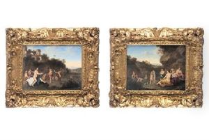 Ninfas Y Satiros Danzando En Un Paisaje De La Arcadia (2 Works) by Johan van Haensbergen
