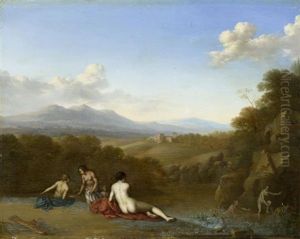Nymphen Nach Der Jagd In Einer Mediterranen Landschaft by Johan van Haensbergen