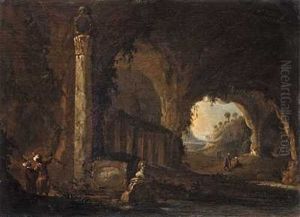 Parti Fra En Grotte Med Orientalske Herrer I Samtale