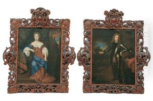 Bildnisse Eines Ehepaares Vor Landschaftshintergrund (pair)