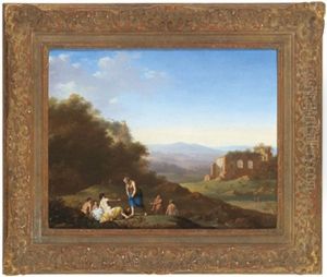 Badende Nymphen In Einer Landschaft Mit Ruinen