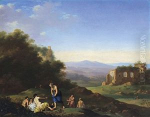 Badende Nymphen In Einer Landschaft Mit Ruinen