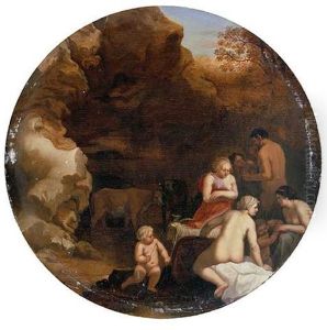Nymphs And Satyrs In A Grotto by Johan van Haensbergen
