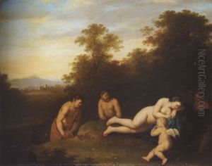 A Landscape With Venus And Cupid Surprised By Satyrs