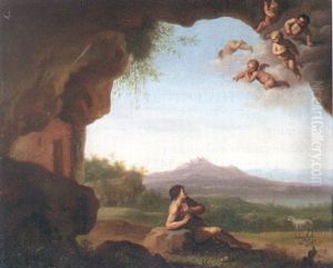 Saint John The Baptist In The Wilderness With Cherubs Above