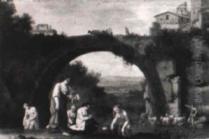 Nymphes Au Bain Pres D'un Pont Nymphes Au Bain Pres D'un Pont