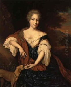 Portrait Of A Noblewomenin Blue Silk Dress With Ochre Wrap Portrait Of A Noblewomenin Blue Silk Dress With Ochre Wrap