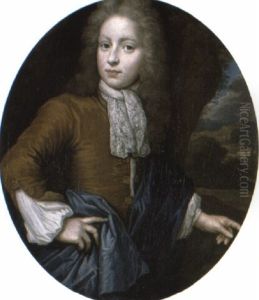 Portrait Of A Young Gentleman With A Blue Cloak by Johan van Haensbergen