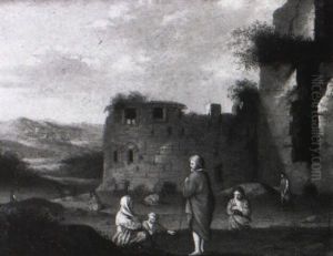 Scene Pastorale Dans Un Paysage De La Campagne Romaine by Johan van Haensbergen
