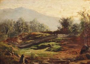 A Landscape With A Wall; Willows In A Landscape (2 Works) by Carlos de Haes