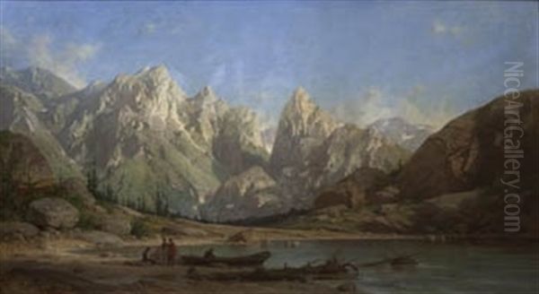 Paisaje De Alta Montana Con Pescadores - view 1