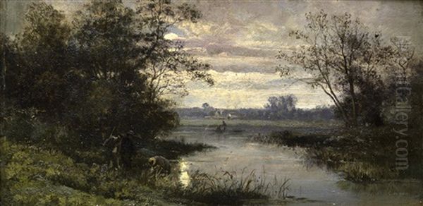 Paisaje Al Amanecer Con Cazadores - view 1