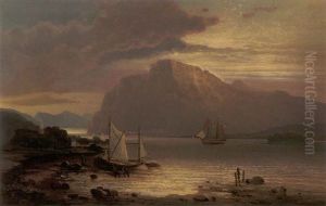 Romantische Fjordlandschaft Mit Danischem Fischerboot Im Abendlicht Romantische Fjordlandschaft Mit Danischem Fischerboot Im Abendlicht