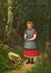 Flicka Med Fagel I Sin Hand by Axel Gillis Hafstrom