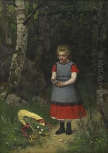 Flicka Med Fagel by Axel Gillis Hafstrom