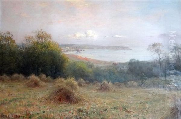 Coastal Scene With Cornfield And Stooks - view 1