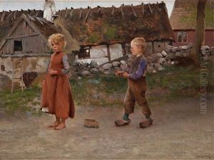 Children Playing by August Vilhelm Nikolaus Hagborg