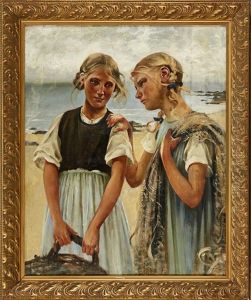 Fiskarflickor I Bretagne by August Vilhelm Nikolaus Hagborg