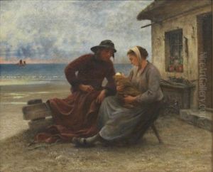 Fiskarfamilj I Skymning by August Vilhelm Nikolaus Hagborg