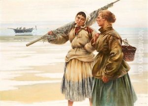 Fiskarflickor I Bretagne by August Vilhelm Nikolaus Hagborg