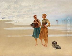 Strandmotiv Med Franska Fiskarflickor Strandmotiv Med Franska Fiskarflickor