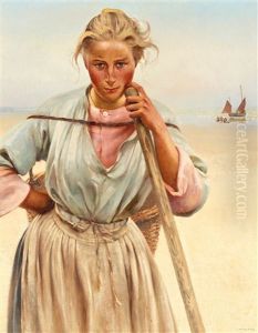 Fransk Fiskarflicka by August Vilhelm Nikolaus Hagborg