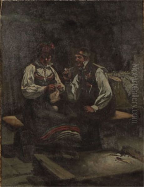 Allmogeinterior Med Par I Folkdrakt - view 1