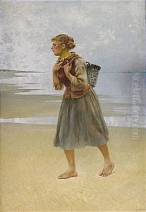 Musselplockerska Pa Stranden I Bretagne Musselplockerska Pa Stranden I Bretagne
