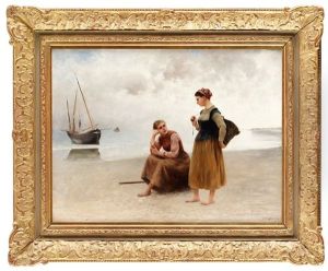 Fiskarflickor, Bretagne by August Vilhelm Nikolaus Hagborg