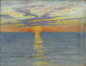 Solnedgang Over Havet by August Vilhelm Nikolaus Hagborg