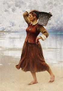 Musselplockerska by August Vilhelm Nikolaus Hagborg