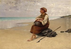 Musselplockerska by August Vilhelm Nikolaus Hagborg